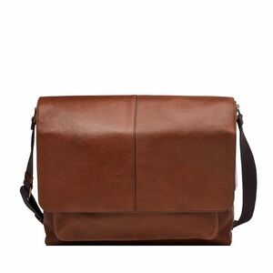 Fossil Rich Brown Leather Messenger Bag